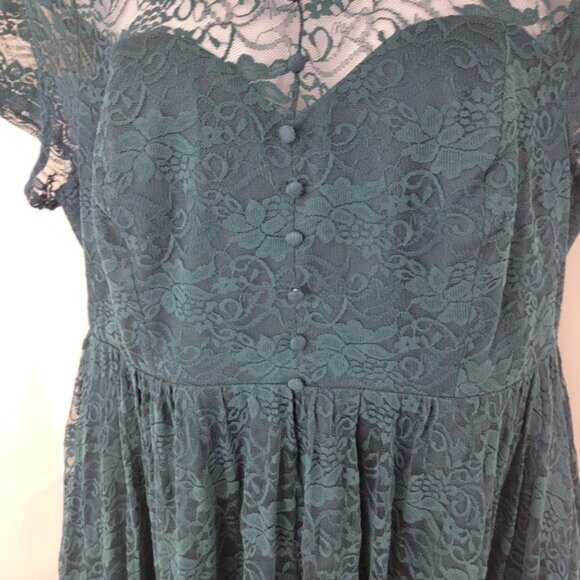 TORRID Retro Chic Teal Lace Midi Dress Womens PLUS 18 Pin Up Rockabilly - Picture 3 of 16